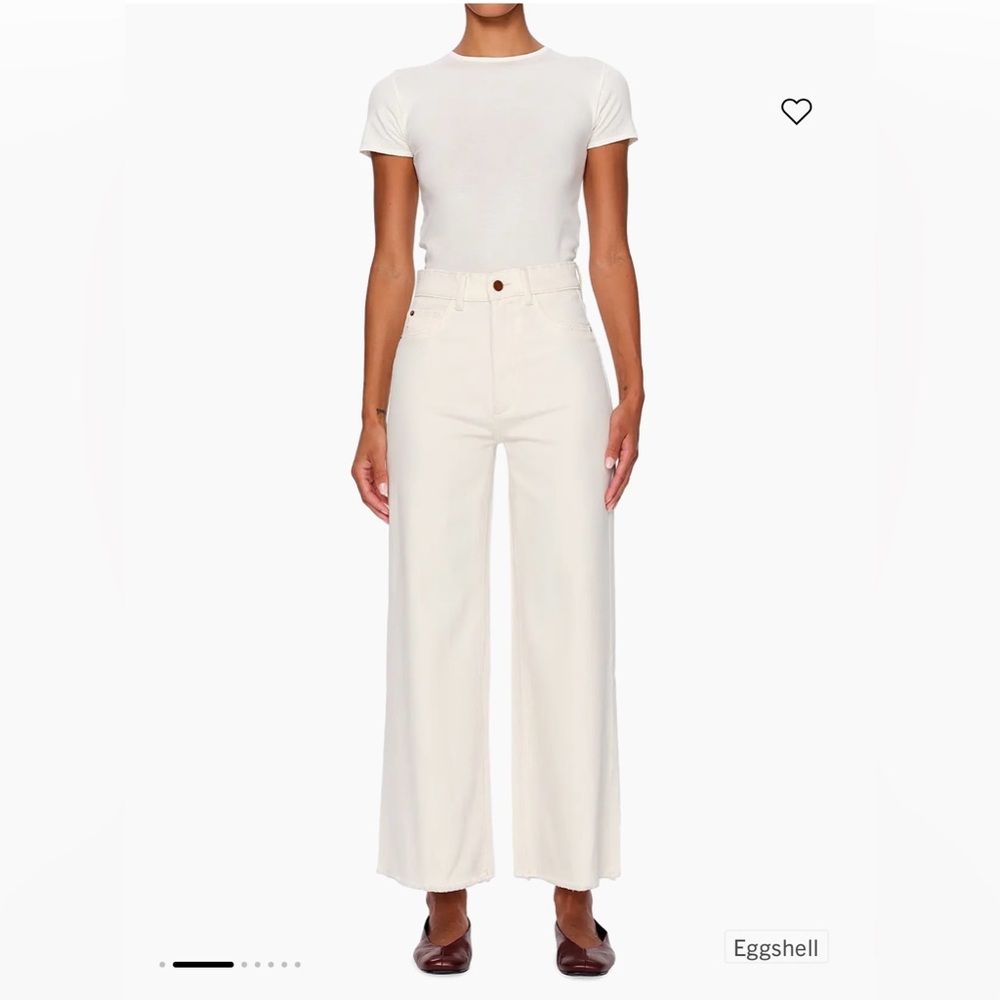 DL1961 Hepburn Wide Leg High Rise Vintage Jeans in Eggshell
